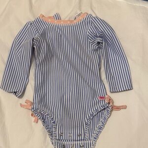 Striped Blue, Pink and White Baby Bathing Suit